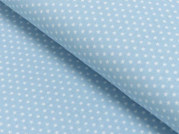 Baumwoll Druck Sterne Babyblau/Weiß  Ø 2,5 mm